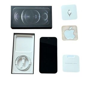 Apple iPhone 12 Pro 128 GB Graphite Gray Unlocked Box Lightening Cord Sticker